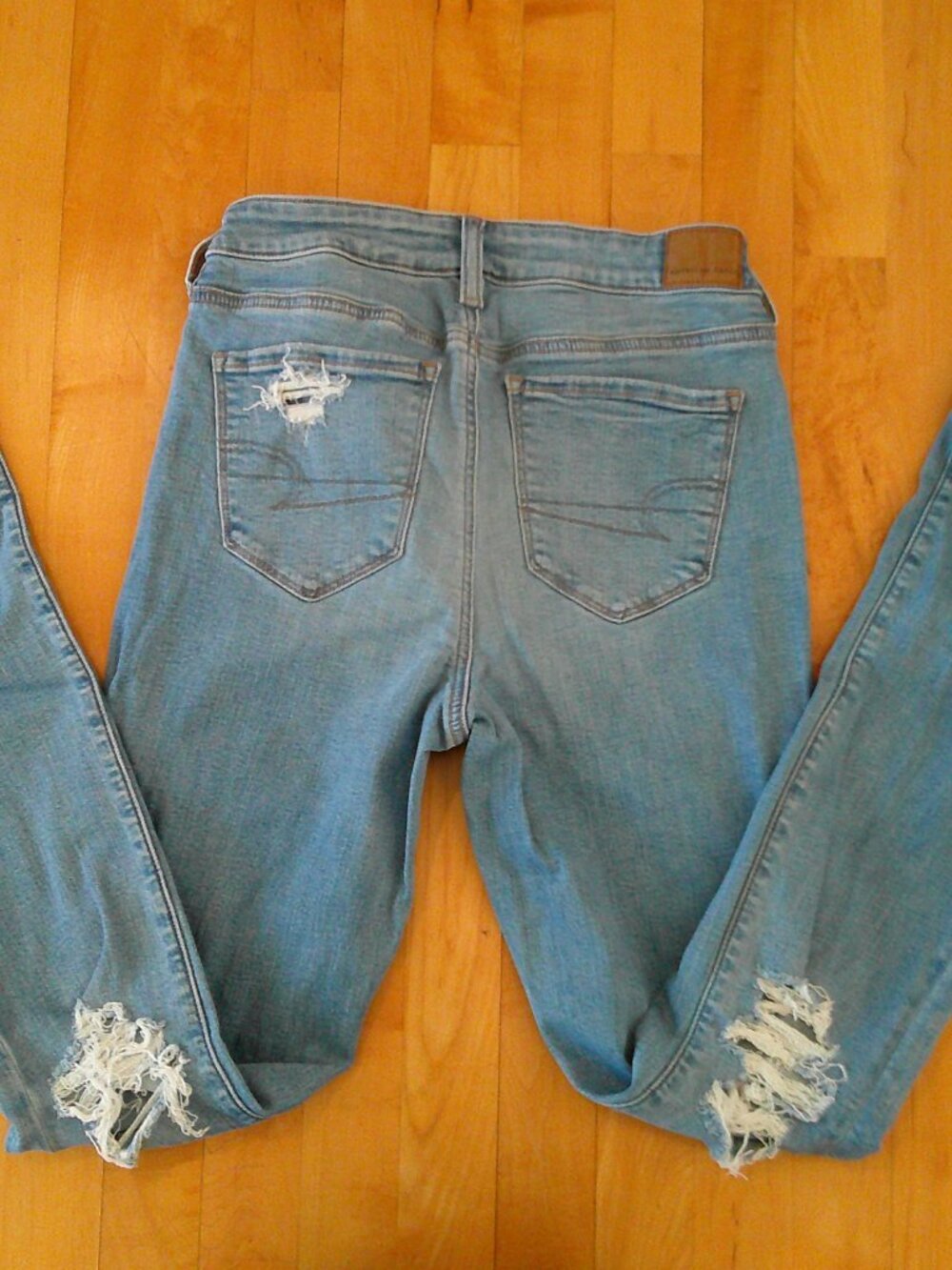 American Eagle Distressed Bell Bottom Jeans - 10 LONG - Picture 3 of 4